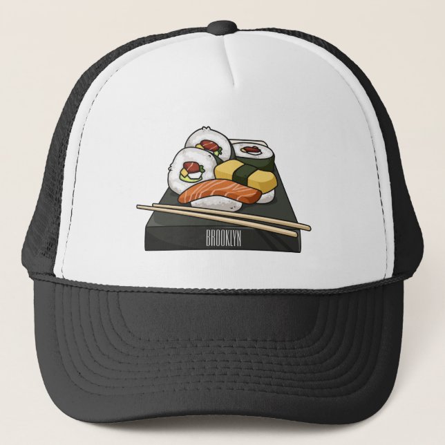 Sushi cartoon illustration  trucker hat (Front)