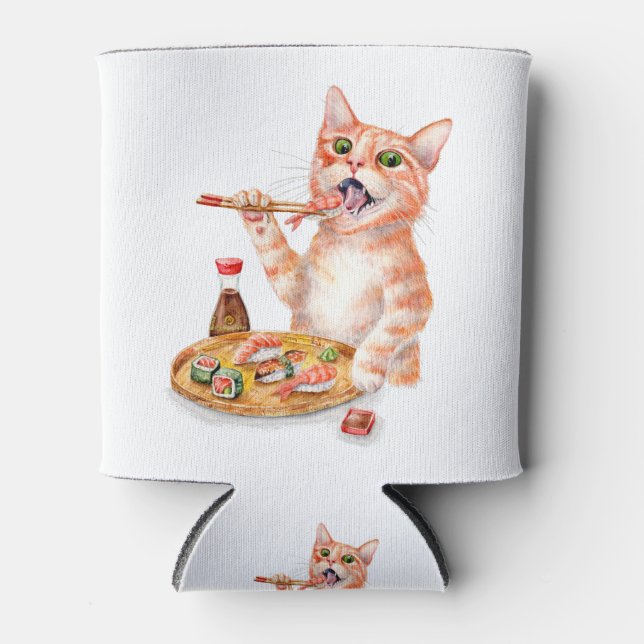 Sushi Cat Can Cooler (Front)