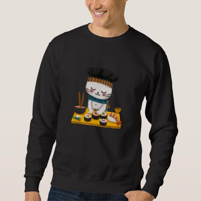 Sushi Cat Chef Japanese Neko Sweatshirt (Front)