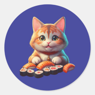 Sushi Cat Classic Round Sticker