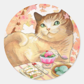 Sushi Cat- Dessert First colourful Stickers