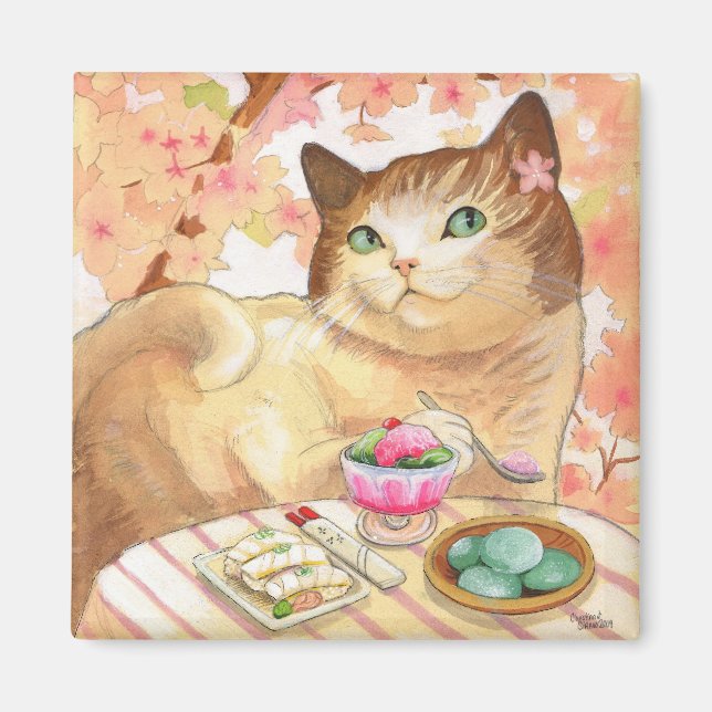 Sushi Cat Dessert First Magnet (Front)