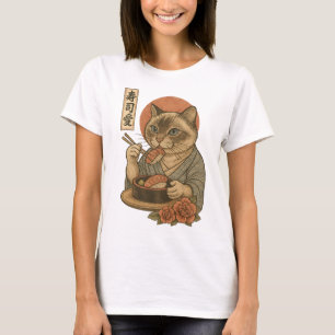 Sushi Cat – Elegant Japanese Style Cat Eating Sush T-Shirt