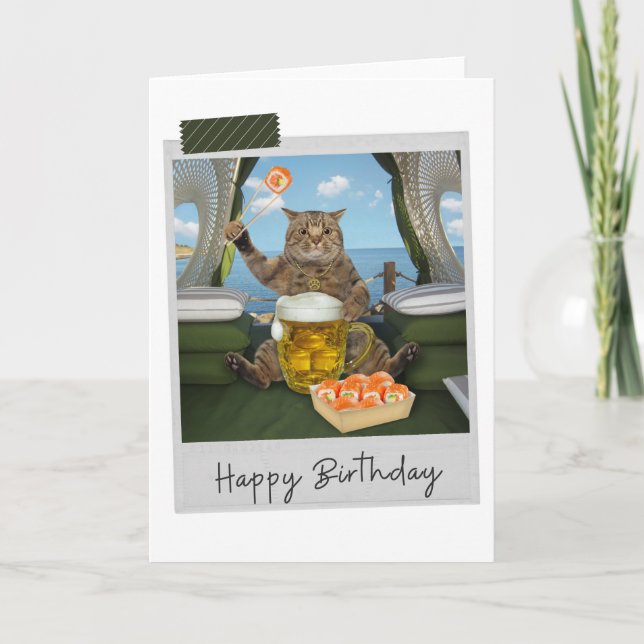 Sushi Cat Funny Birthday Card (Front)