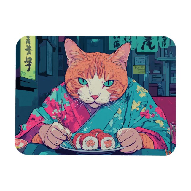 SUSHI CAT FUNNY LARGE MAGNET (Horizontal)