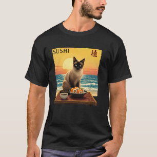 Sushi Cat Japanese Cuisine Foodie Feline Art Lover T-Shirt