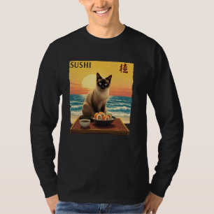 Sushi Cat Japanese Cuisine Foodie Feline Art Lover T-Shirt