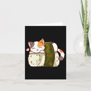 Sushi Cat Kawaii Anime Neko Japanese  Card
