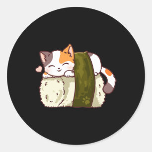 Sushi Cat Kawaii Anime Neko Japanese Classic Round Sticker