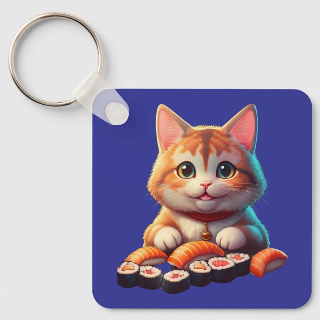 Sushi Cat Key Ring (Front)