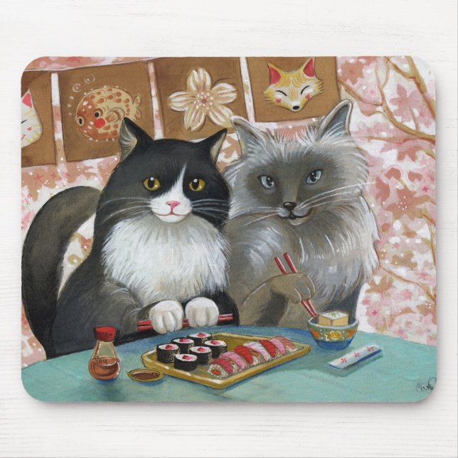 Sushi Cat Lovely Pair Mouse Pad (Front)