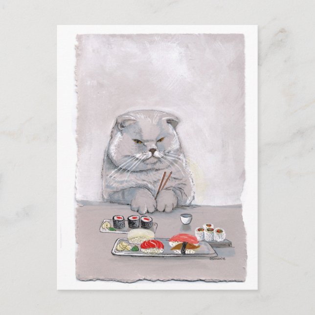 Sushi Cat Mr. Grumps ©CSiravo Postcard (Front)