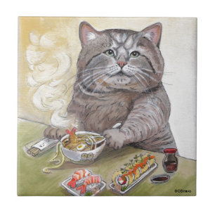 Sushi Cat Tempura Udon Ceramic Tile