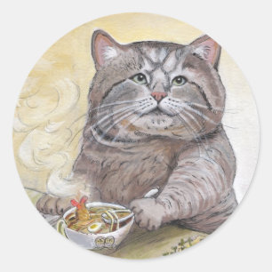 Sushi Cat Tempura Udon Classic Round Sticker