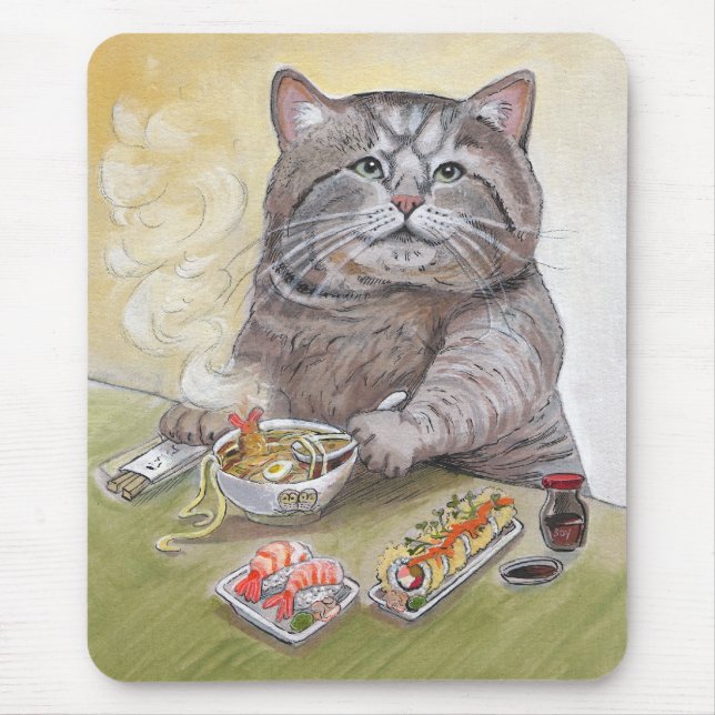 Sushi Cat - Tempura Udon Mousepad (Front)