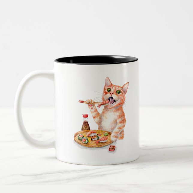 Sushi Cat Two-Tone Coffee Mug (Left)