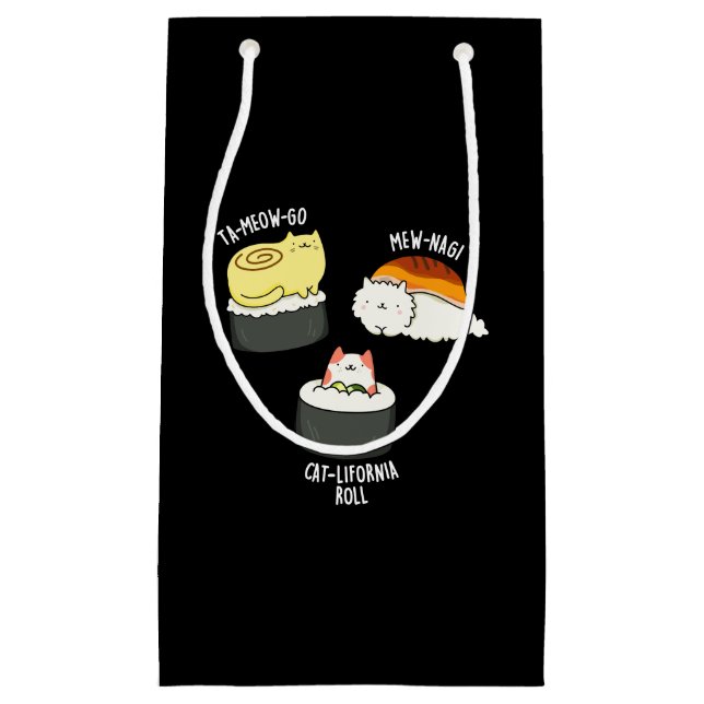 Sushi Cats Funny Sushi Pun Dark BG Small Gift Bag (Front)
