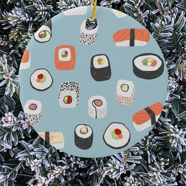Sushi Ceramic Ornament (Japanese sushi Christmas ornament)