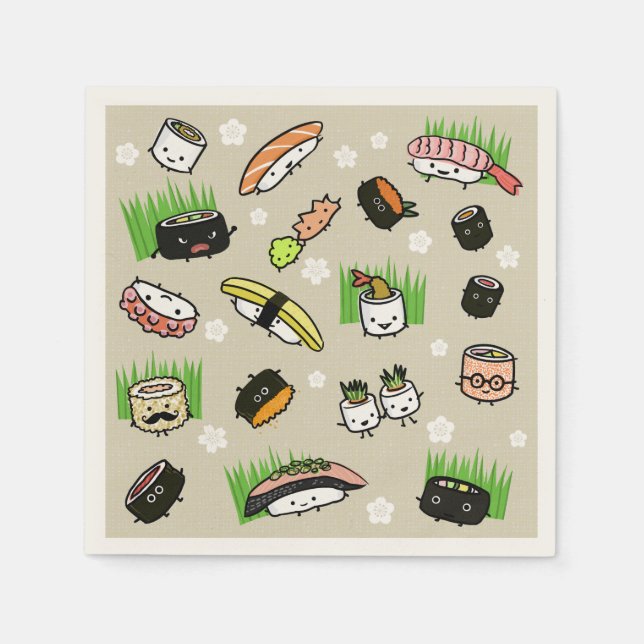 Sushi Characters Napkin (Front)