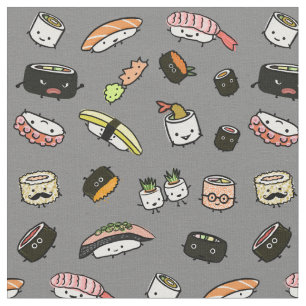 Sushi Characters Pattern Fabric