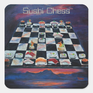 Sushi Chess Square Sticker