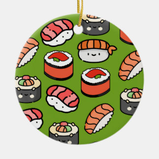 Sushi Christmas Funny Colourful Kawaii Cute Food Ceramic Ornament