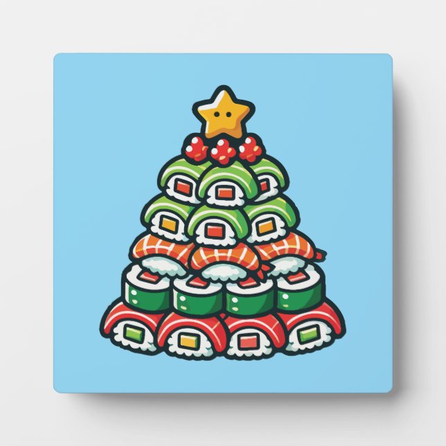 Sushi Christmas Tree - Funny Holiday Foodie Food Plaque (Front)