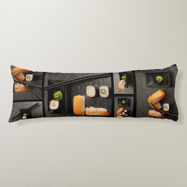 Sushi collection on black background body cushion (Front)