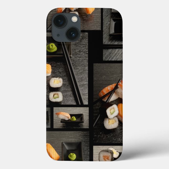 Sushi collection on black background Case-Mate iPhone case (Back)