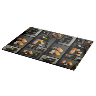 Sushi collection on black background cutting board