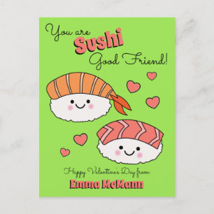 Sushi Cute Kids Valentine's Day Friendship Postcard