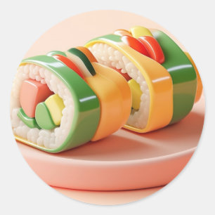 Sushi Delight: A Digital Culinary Masterpiece Classic Round Sticker