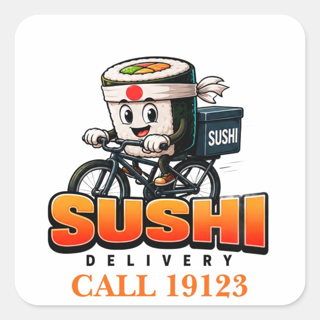 🍣 Sushi Delivery Driver Team Uniform 🚴 Square Sticker (Front)