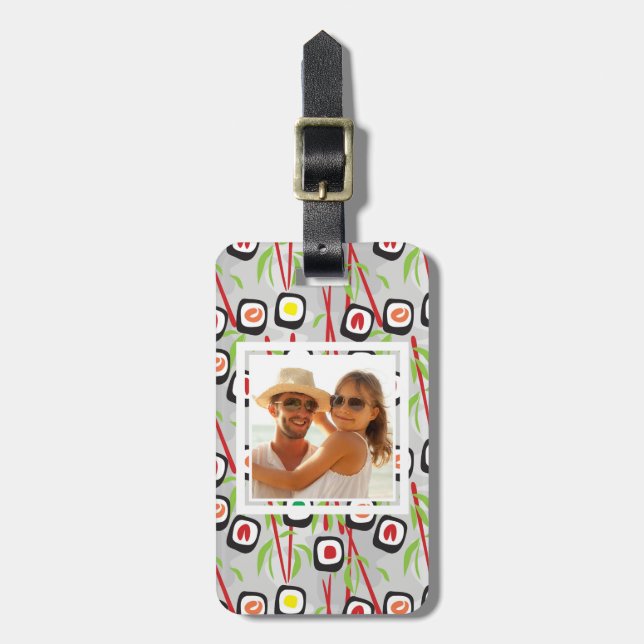Sushi Design Pattern | Monogram Luggage Tag (Front Vertical)