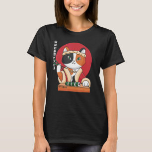 Sushi Eating Cat Cute Cat Eating Sushi T-Shirt