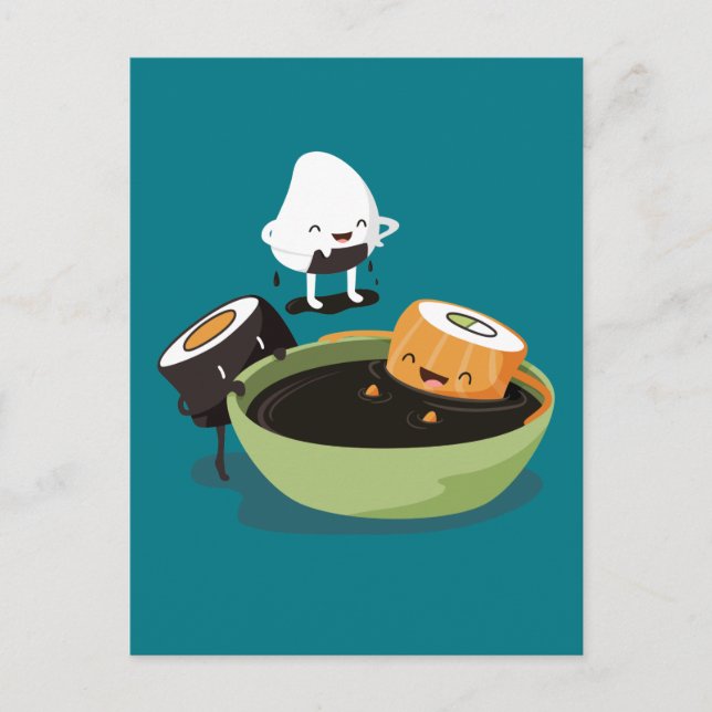 Sushi enjoy bath time funny postcard (Front)