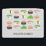 Sushi Family Illustration Personalised iPad Pro Cover<br><div class="desc">Featuring the cute sushi variety illustrations my daughter and I worked on together. We love sushi and illustrating them together was so much fun. This tablet case design is on a white background but change up the colour as desired. Black tray (available in nature wood tray colour)</div>