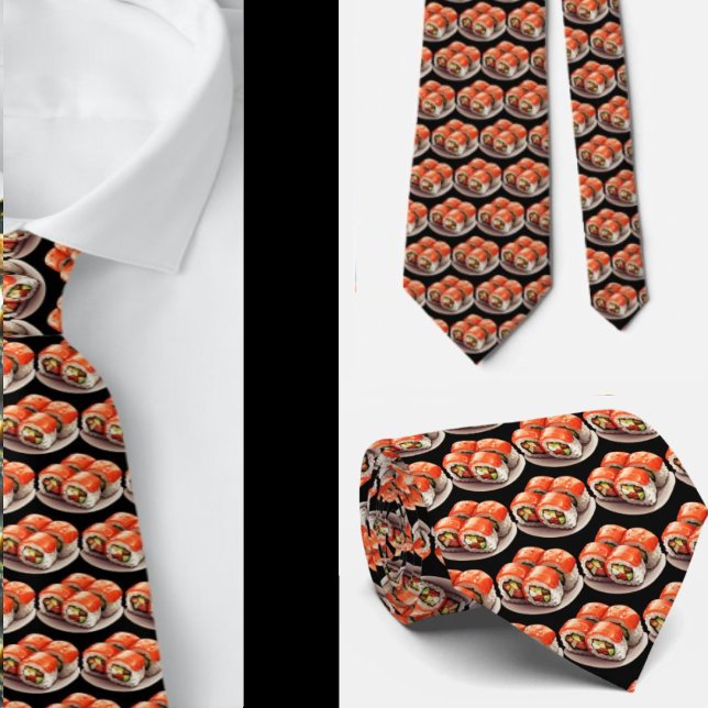 Sushi Fan Restaurant Chef Japanese Food Necktie (Creator Uploaded)