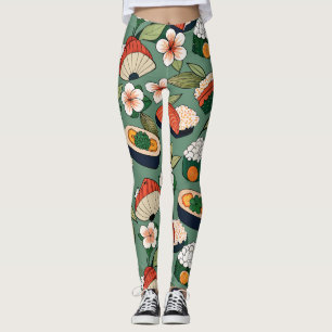 Sushi Floral Custom Pattern Leggings