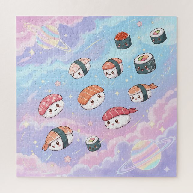 Sushi Flying in Pastel Galaxy Sky Jigsaw Puzzle (Vertical)