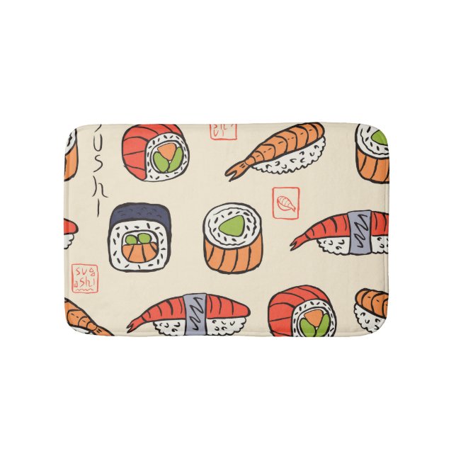 Sushi food, seamless pattern design. bath mat (Front)