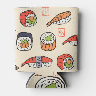 Sushi food, seamless pattern design. can cooler