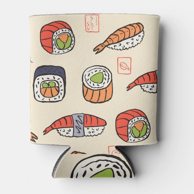 Sushi food, seamless pattern design. can cooler (Front)