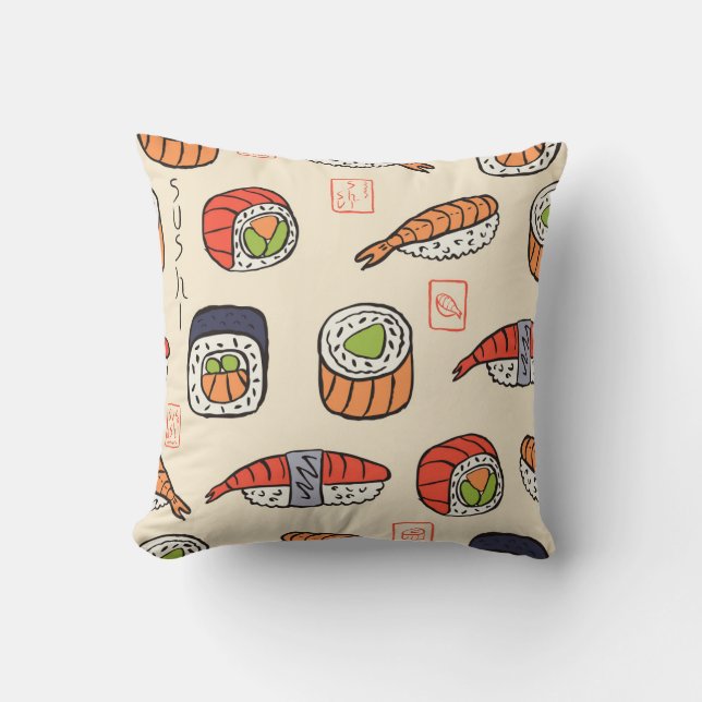 Sushi food, seamless pattern design. cushion (Front)