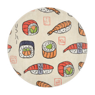 Sushi food, seamless pattern design. cutting board