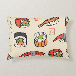 Sushi food, seamless pattern design. decorative cushion
