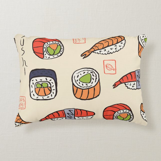 Sushi food, seamless pattern design. decorative cushion (Front)