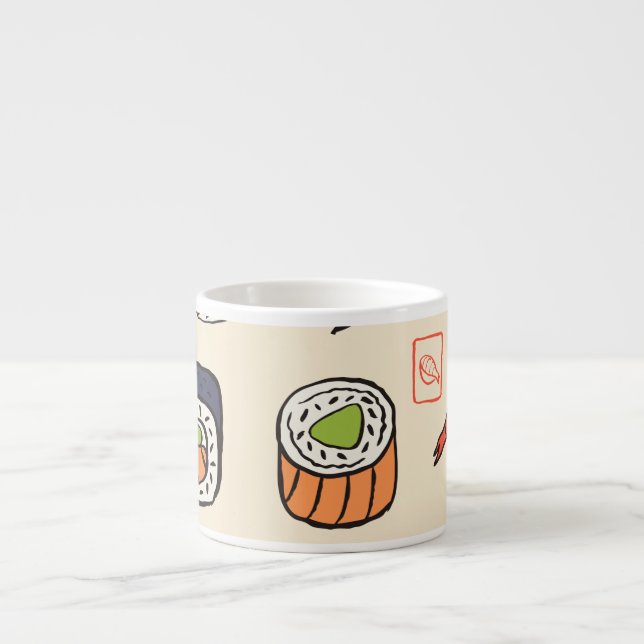 Sushi food, seamless pattern design. espresso cup (Front)