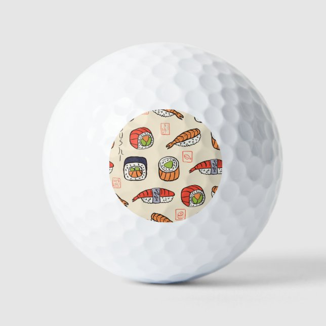 Sushi food, seamless pattern design. golf balls (Front)