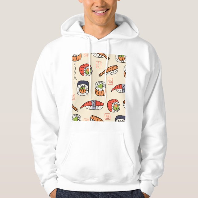 Sushi food, seamless pattern design. hoodie (Front)